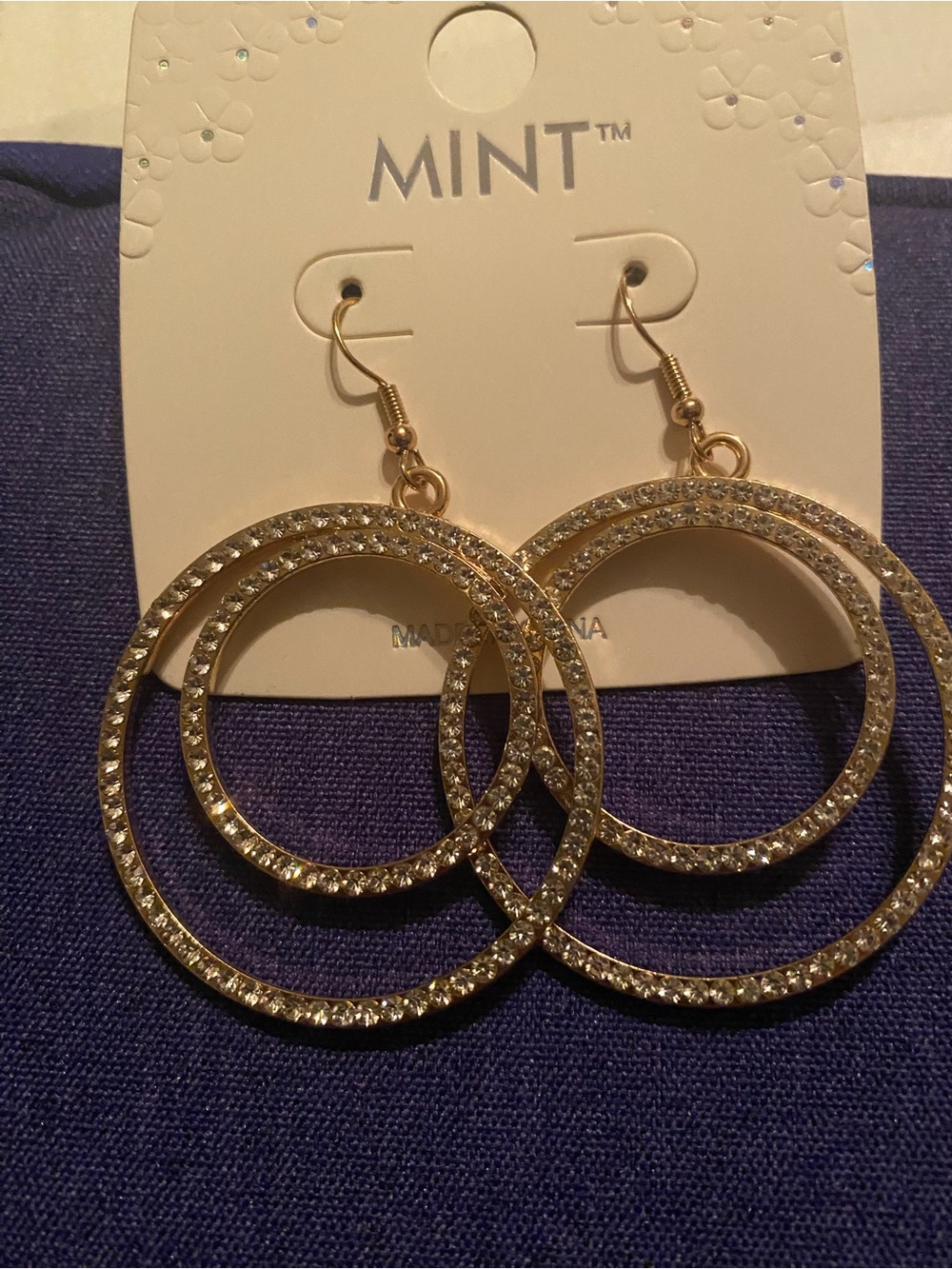MINT Gold Crystal Double Circle Dangle Earrings